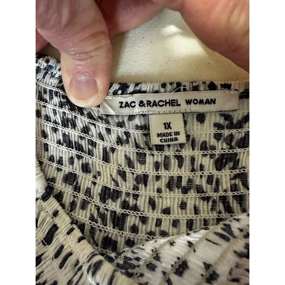 Zac & Rachel Women’s Top Blouse 1X Plus Size Flowy Elastic Neckline Long Sleeve - Picture 10 of 13